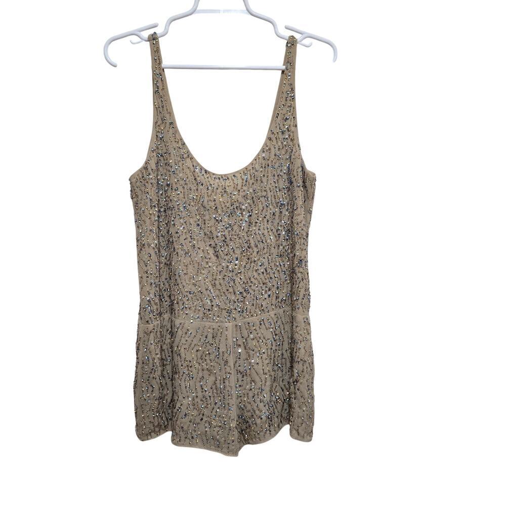 Zara Woman XS Nude Beaded Sequin Party Tank Top
